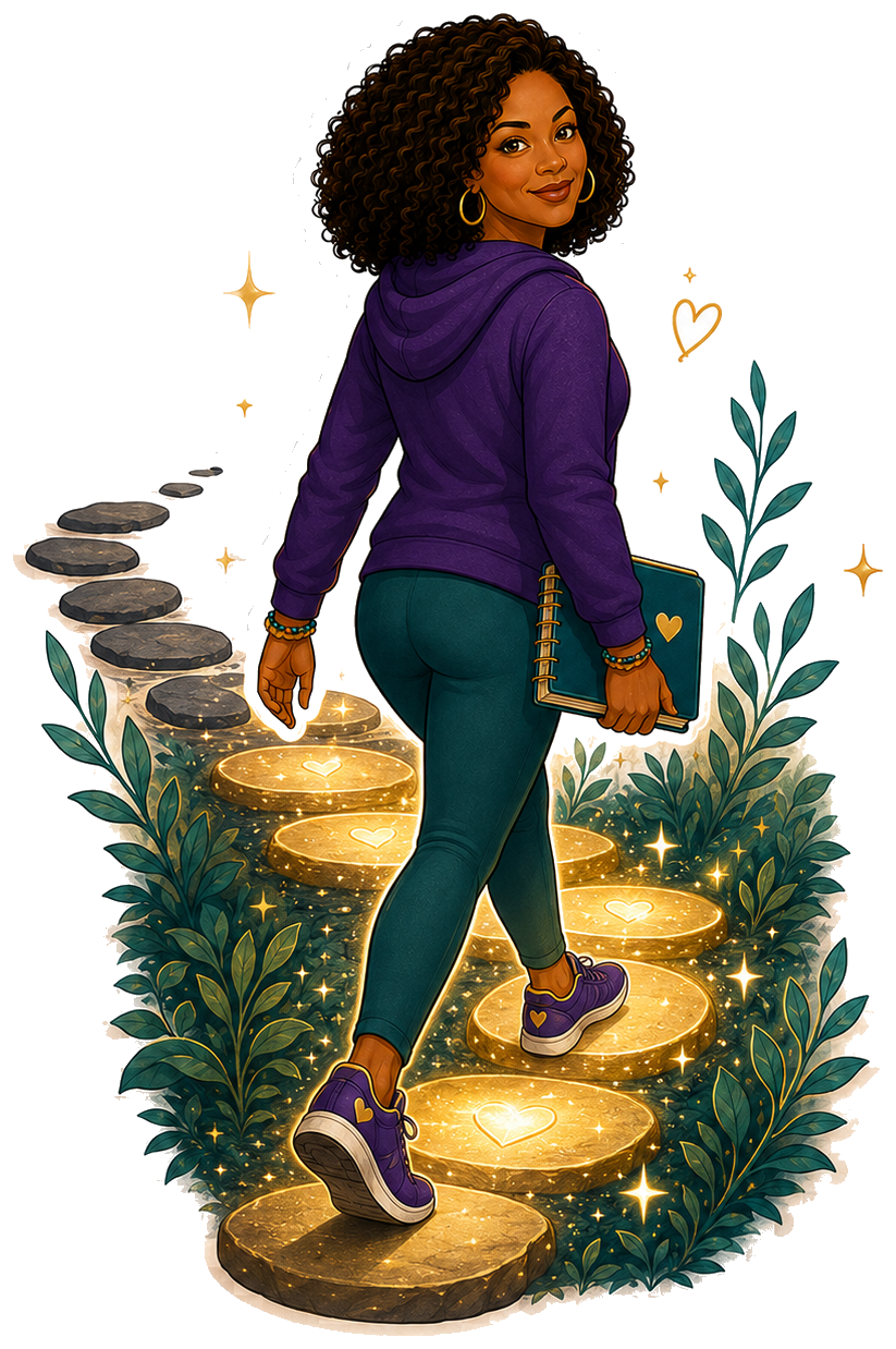 Maya walking along a glowing stepping-stone path