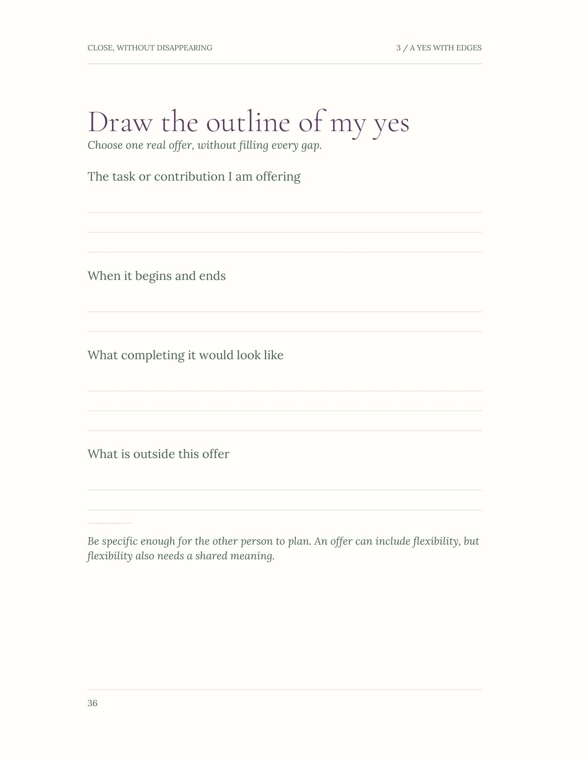Close, Without Disappearing — Practice: Boundary / belonging practice