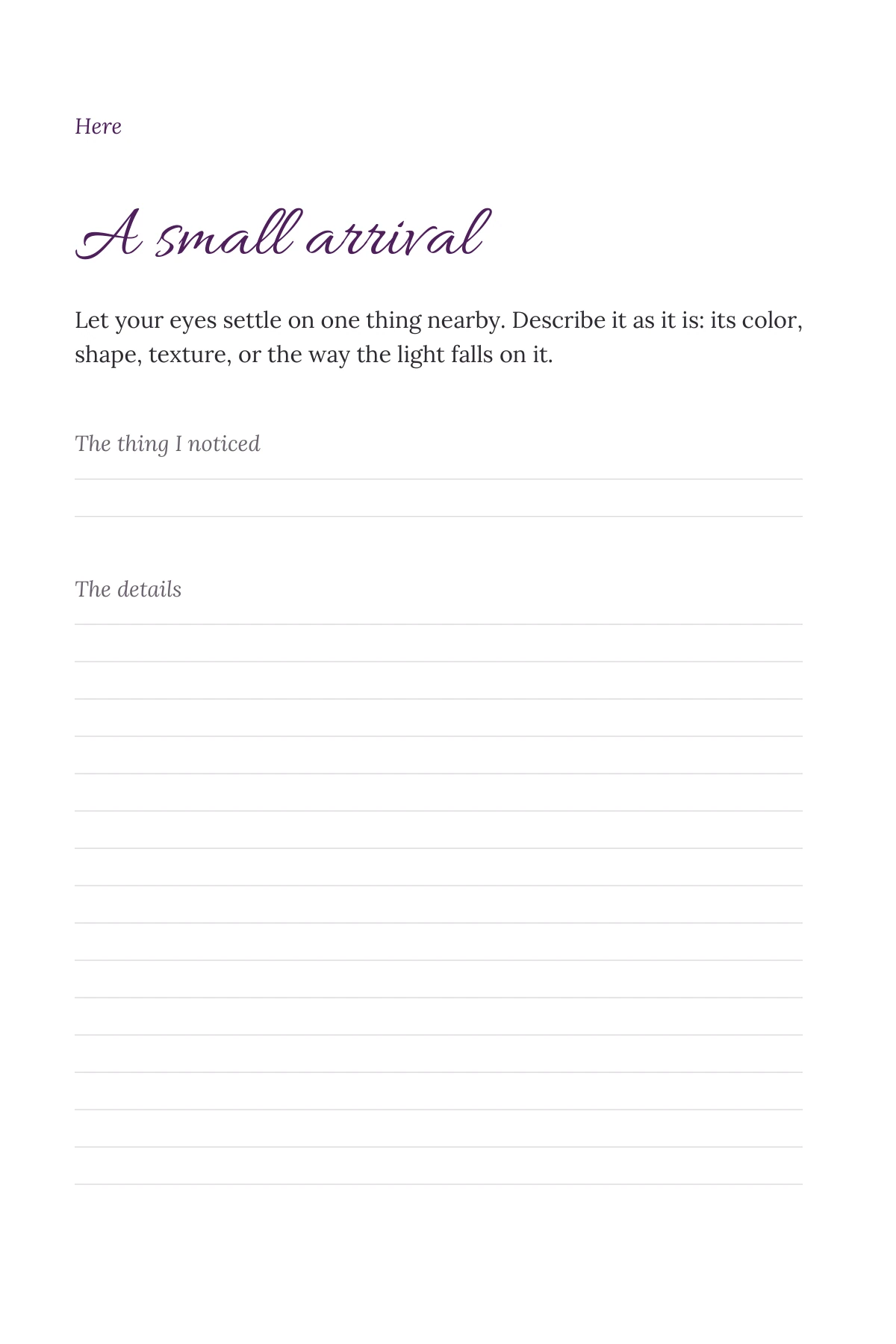 Grateful Space — Practice: A small arrival