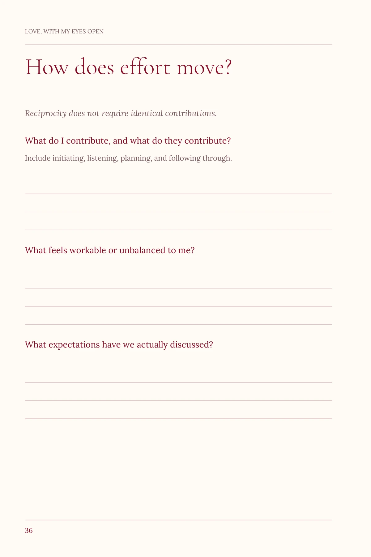 Love, With My Eyes Open — Practice: How does effort move?