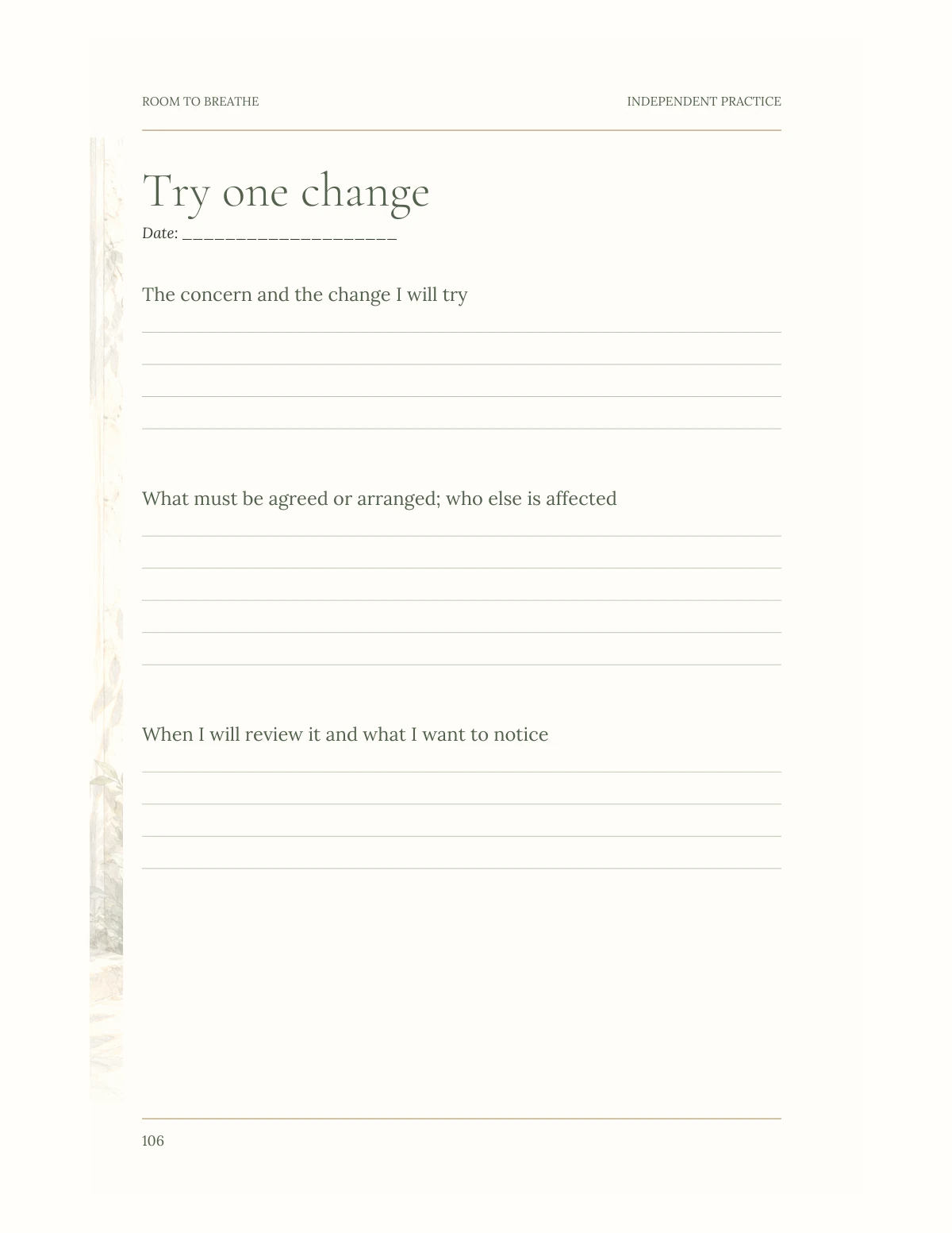 Room to Breathe — Practice: Keep, adjust, or seek more help