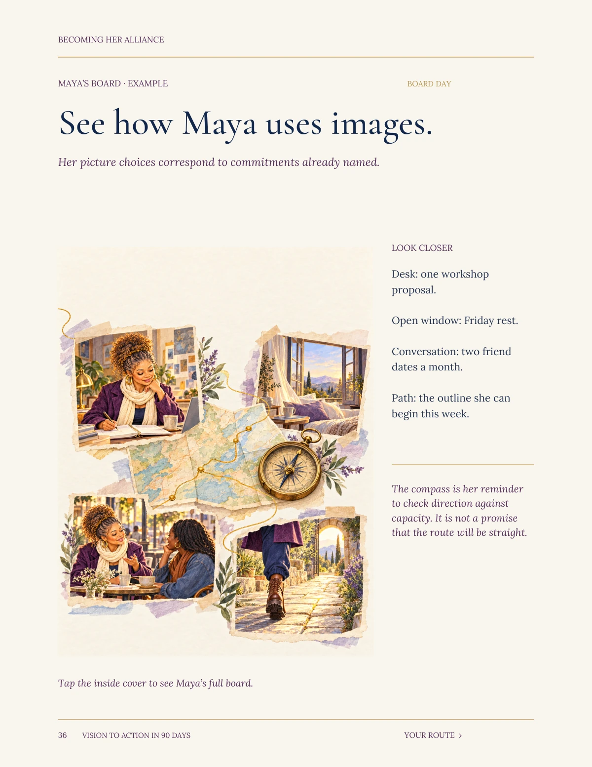 Vision to Action in 90 Days — Maya’s board example