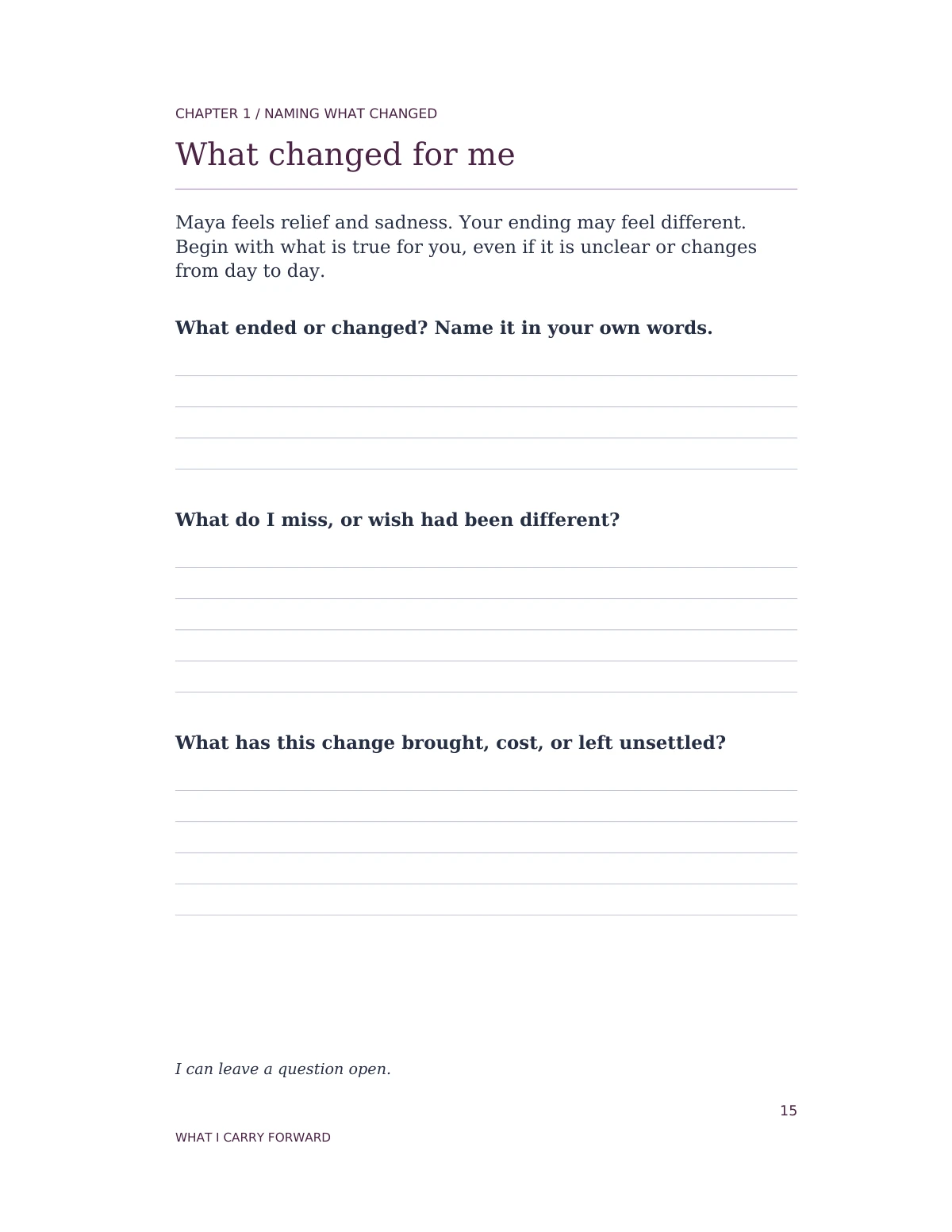 What I Carry Forward — Practice: What changed for me