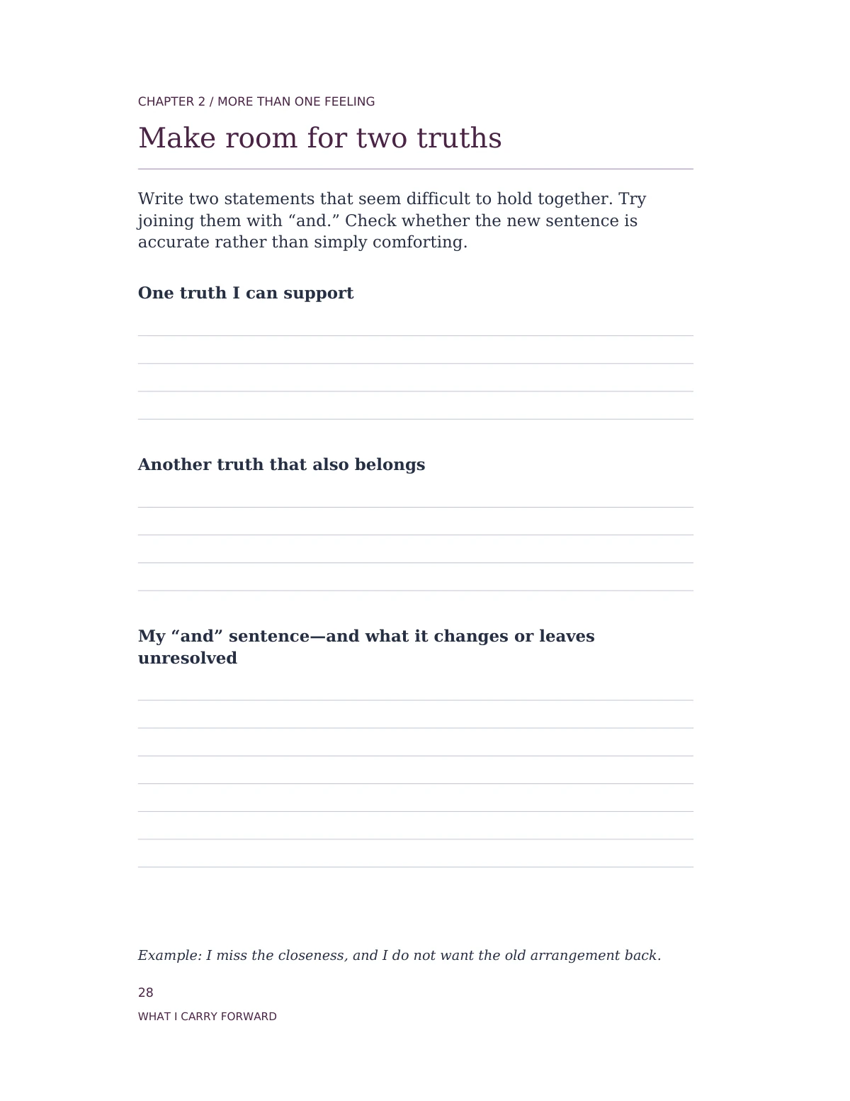 What I Carry Forward — Practice: Make room for two truths