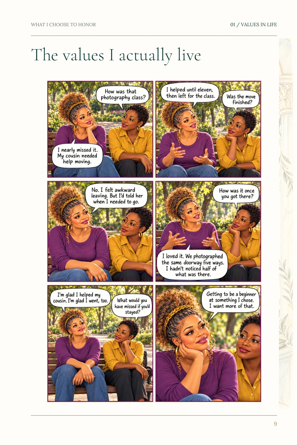 What I Choose to Honor — Comic: The values I actually live