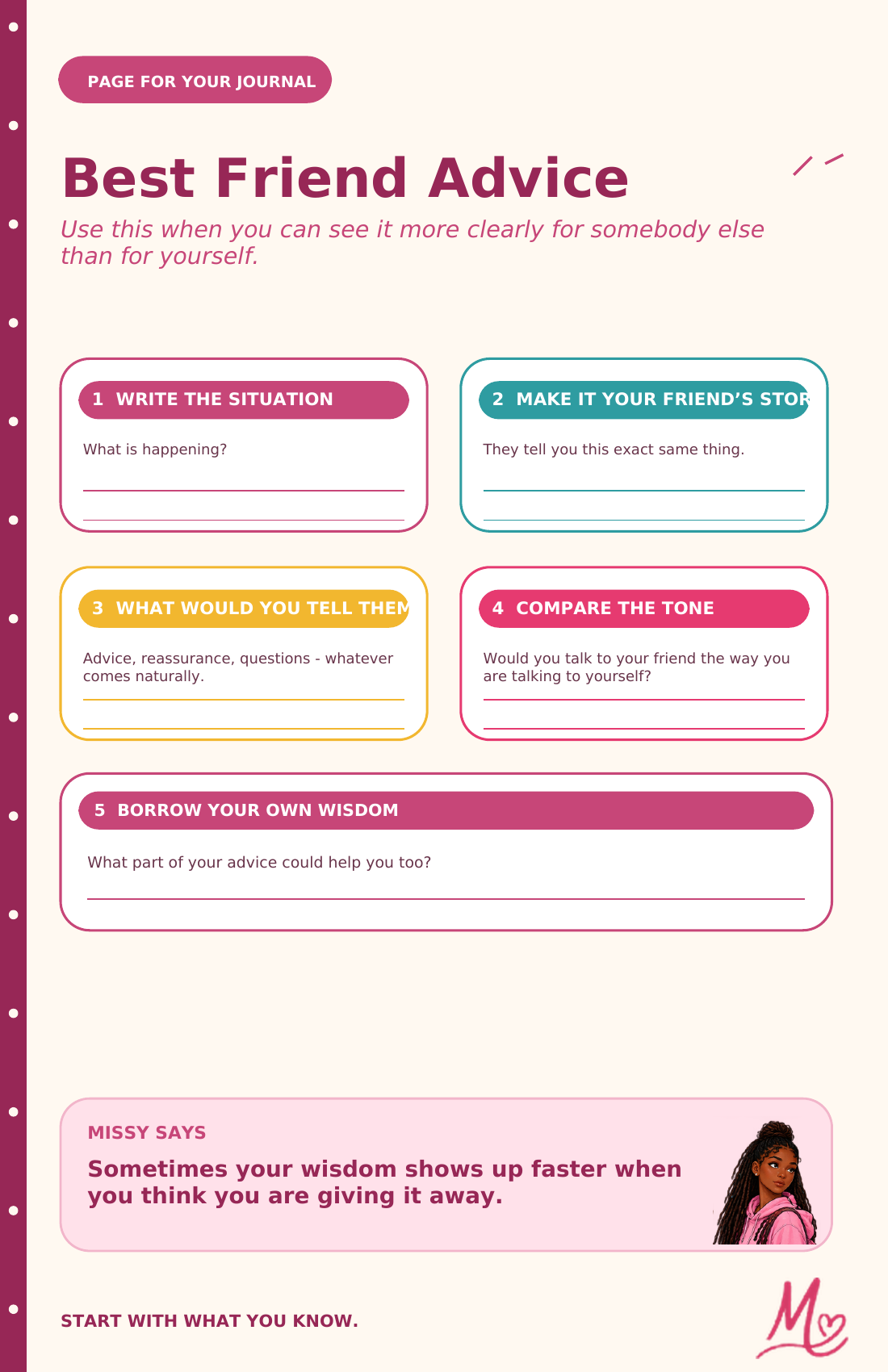 Current Best Friend Advice printable preview