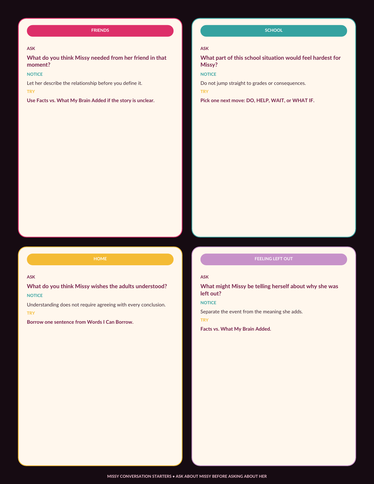 Missy Conversation Starter Cards preview