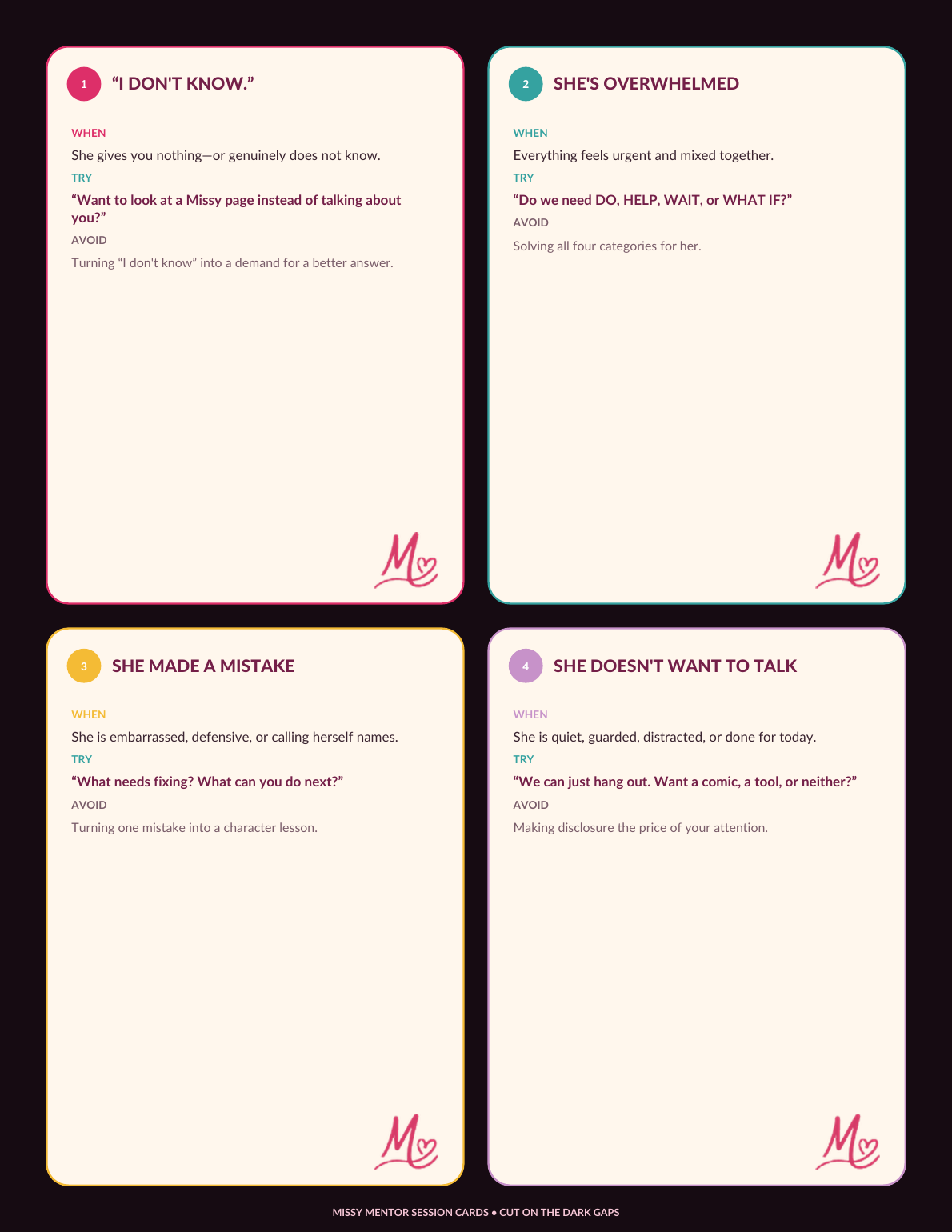 Missy Mentor Session Cards preview