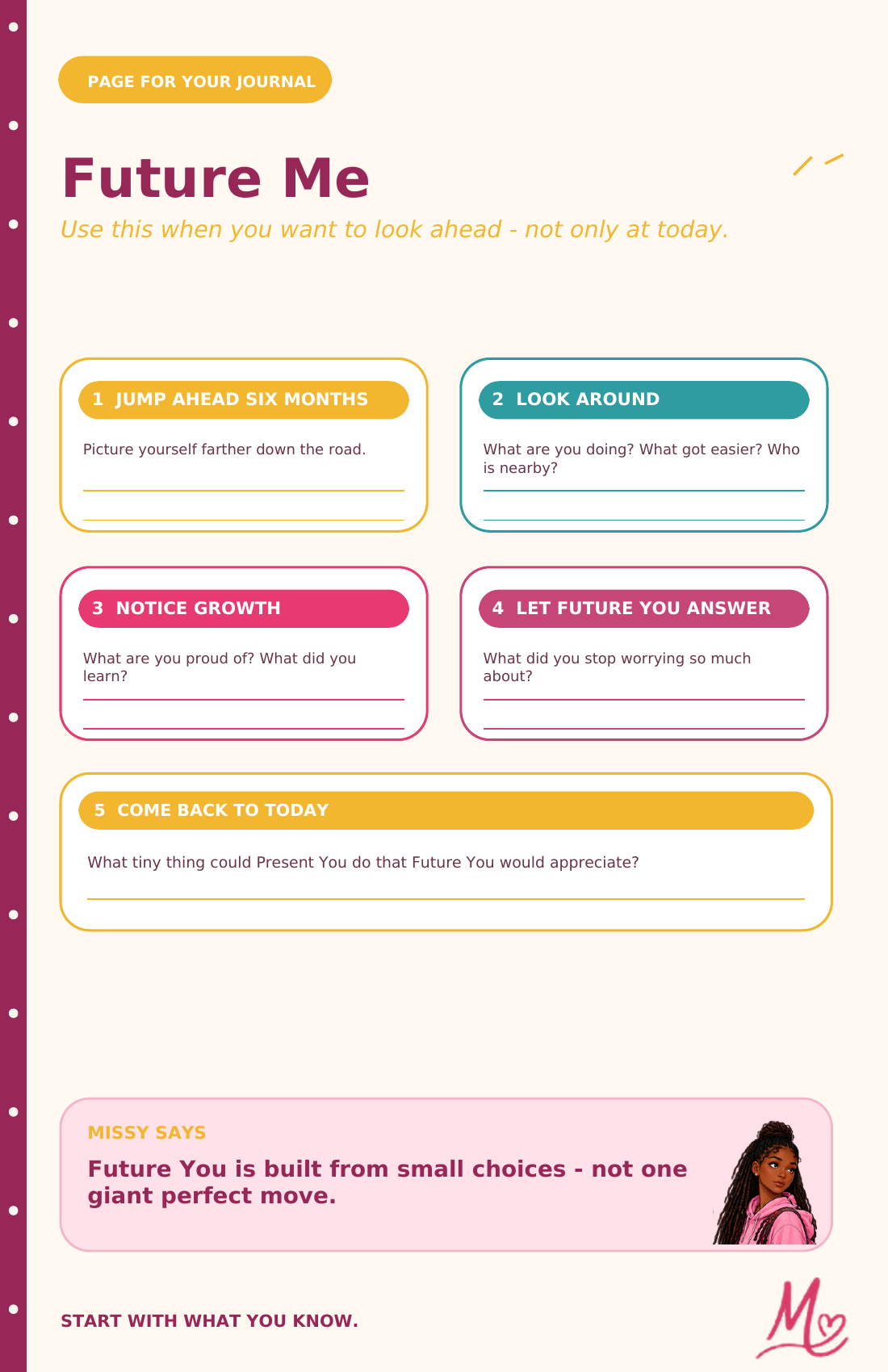 Current Future Me printable preview